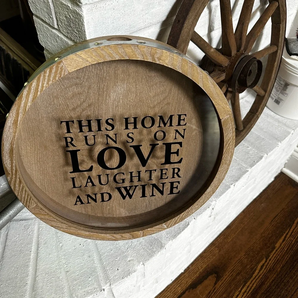 Wooden wine barrel look cork holder
